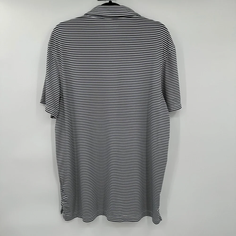 Men's J Crew Striped Performance Polo Shirt Black and White Activewear Size XL‎